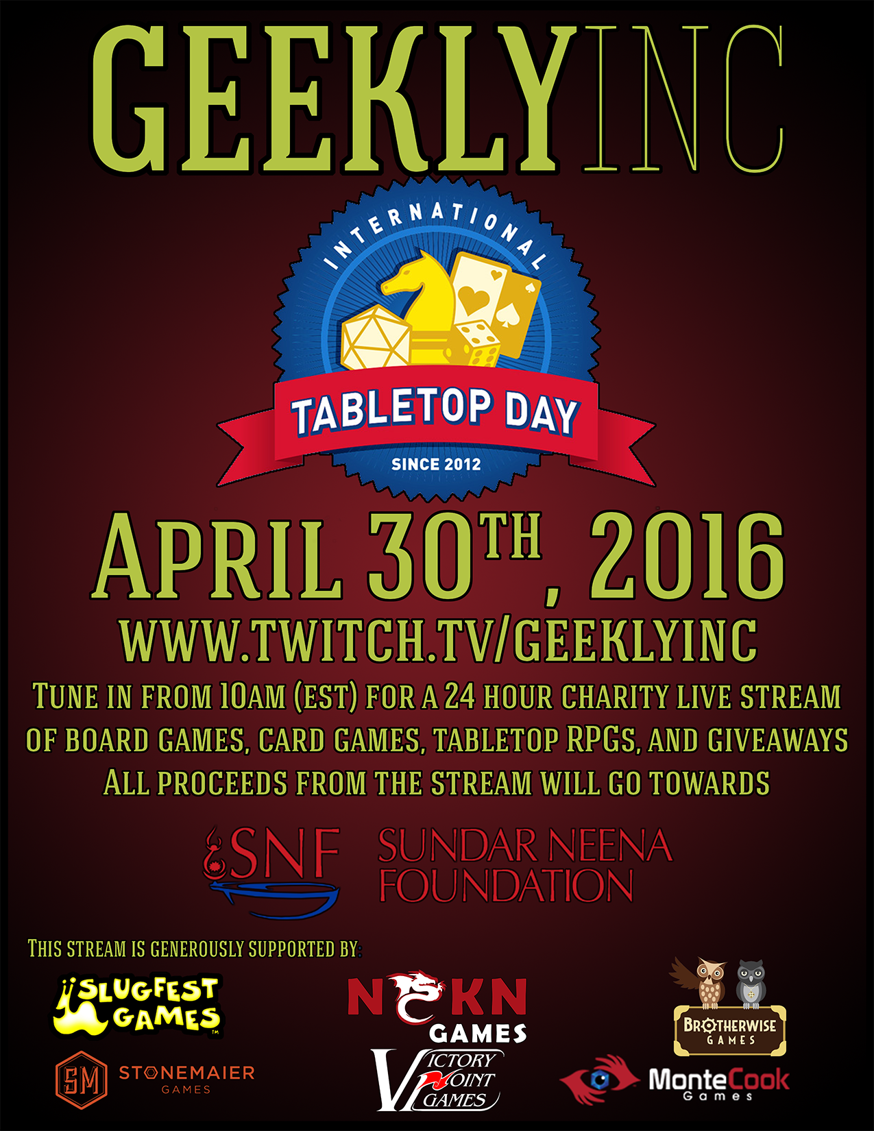 International Tabletop Day 24 Hour Charity Live Stream
