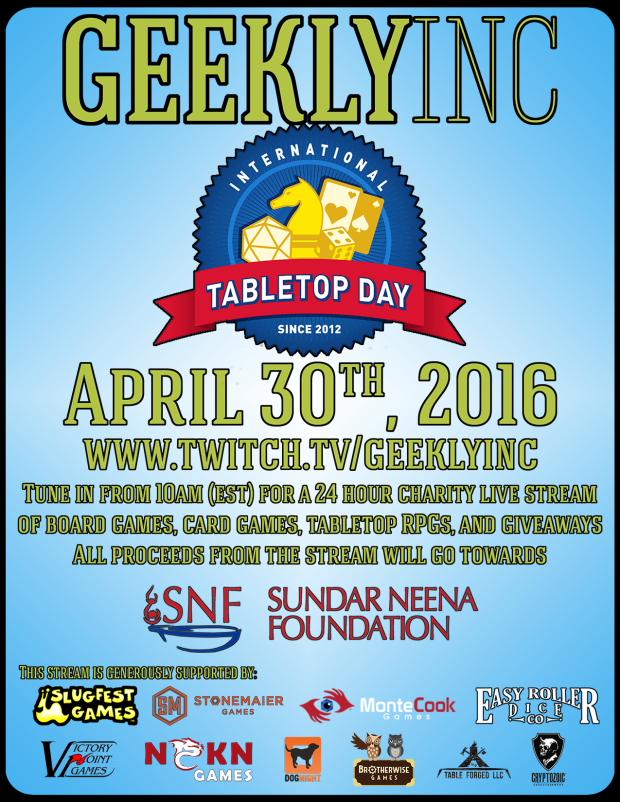 GeeklyInc’s International Tabletop Day 24 Hour Charity Stream
